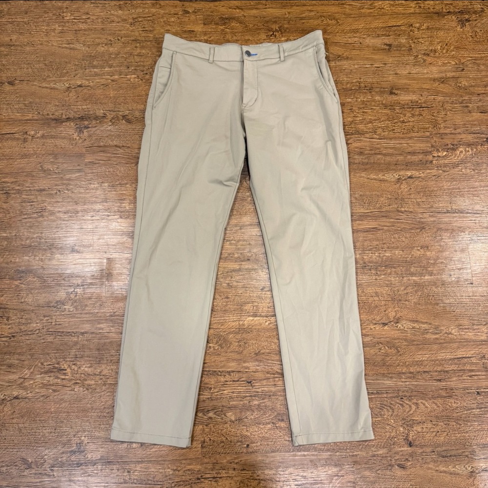 Twillory Beige Tailored Fit Technical Performance Chino Pants Trousers Men 34x32